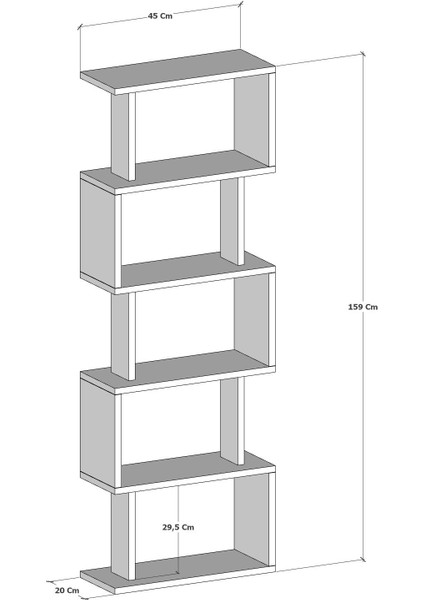 Zero Dekoratif Kitaplık Siyah
