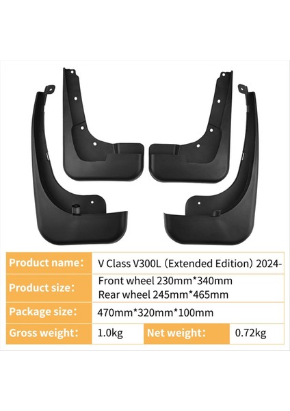 4pcs Araba Çamurluklar Tekerlek Çamur Çamurluk Mercedes Için Vidalı Benz V-Sınıfı V300L 2024- (Yurt Dışından) modelleri