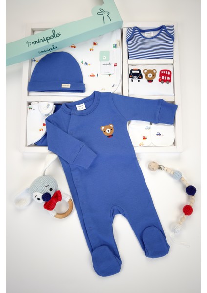 10 Parça Erkek Yenidoğan 0-3 Ay Hastane Çıkışı Hediye Seti