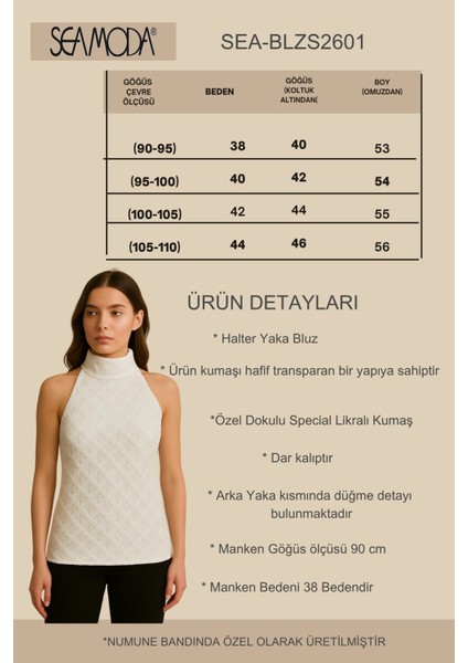 Halter Yaka Balıkçı Hafif Transparan Dar Fit Kolsuz Bluz-Beyaz fiyatları