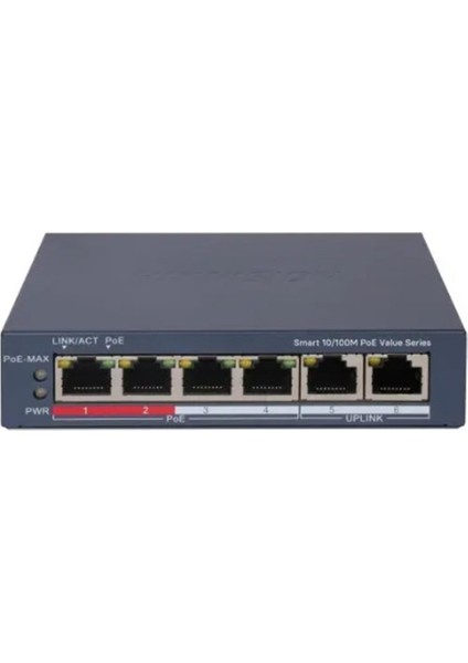 Hıkvısıon DS-3E1106P-EI/M 4 Port 10/100 4 Port Poe+ 2 Port Uplınk 45W Yonetılemez Swıtch