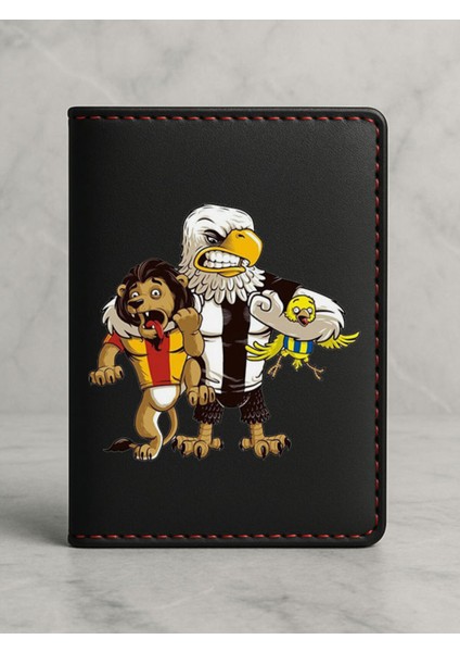 Ruhsat Koruyucu Baskılı Kart Bölmeli Siyah Vinlex Deri Ruhsat Kabı Kılıfı Siyah Beyazım