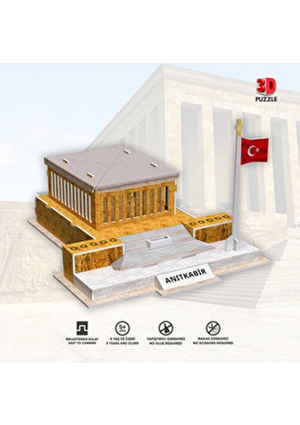 Anıtkabir 3D Puzzle 27 Parça Kağıt Materyal ile Kolay Montaj ve Eğlenceli Deneyim indirimleri