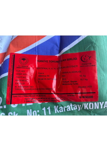 Elit Sertifikalı Bilensoy 80 Yonca Tohumu Çıplak Kaplamasız Tohum fiyatları