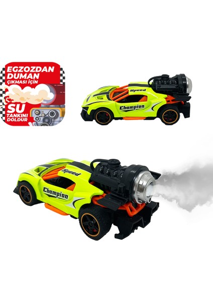 Spray Fonksiyonlu Pilli Metal Çek Bırak Araba Sesli Işıklı Yeşil