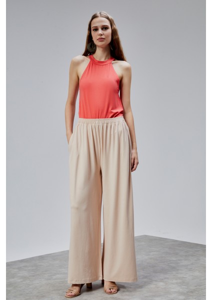 Kadın Lastikli Yüksek Bel Palazzo Pantolon