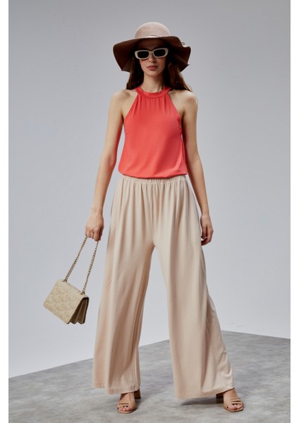 Kadın Lastikli Yüksek Bel Palazzo Pantolon modelleri