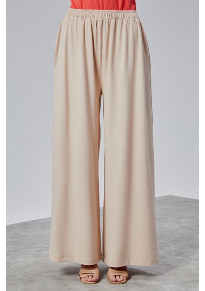 Kadın Lastikli Yüksek Bel Palazzo Pantolon