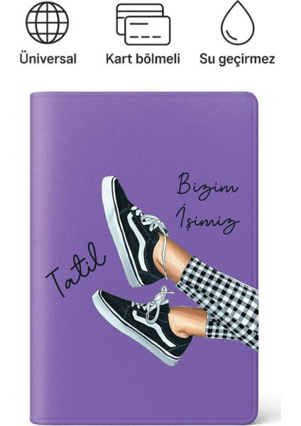 Pasaport Kılıfı Pasaportluk Desenli Pasaport Kabı Su Geçirmez Tatil Bizim Işimiz