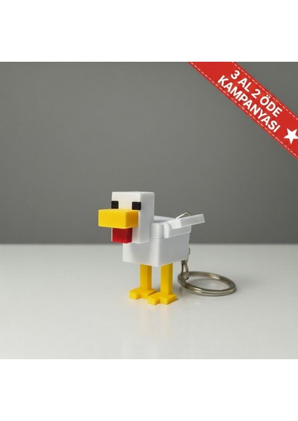 Minecraft Temalı Tavuk Anahtarlık