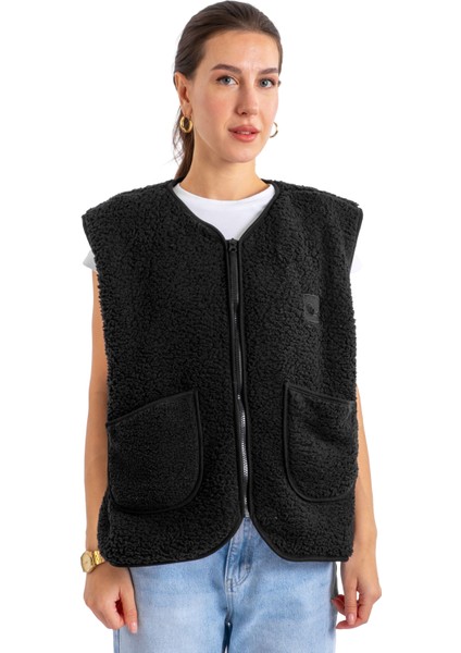 Fermuarlı Peluş Yelek - C602