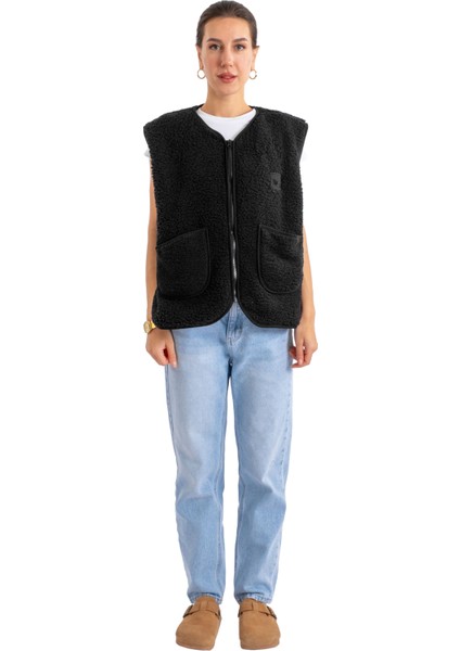 Fermuarlı Peluş Yelek - C602 fiyatları