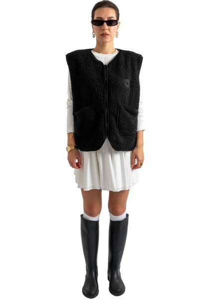 Fermuarlı Peluş Yelek - C602