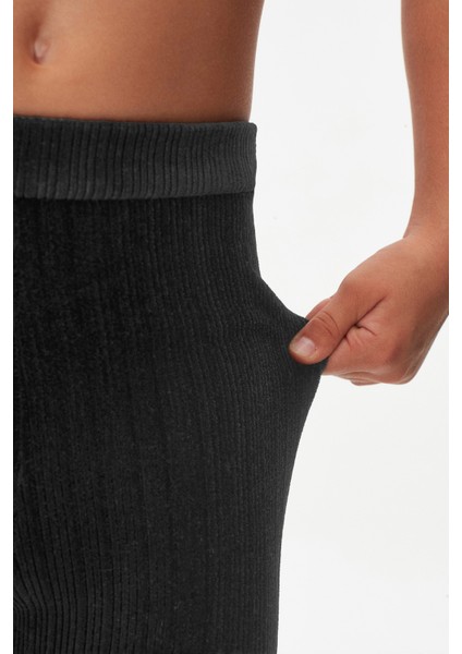 Antrasit Kız Çocuk Fitilli Kadife Tayt modelleri