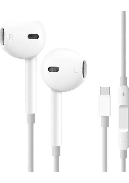 Powerway Earone Mikrofonlu Kablolu Kulaklık Type-C Çıkışlı Tüm Cihazlarla Uyumlu