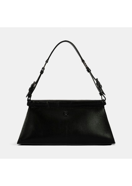 Kadın Siyah Deri Omuz Çantası