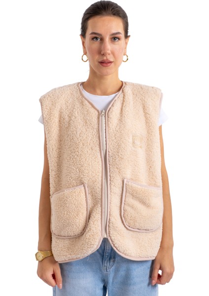 Fermuarlı Peluş Yelek - C602