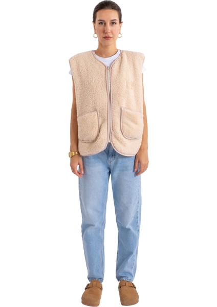 Fermuarlı Peluş Yelek - C602