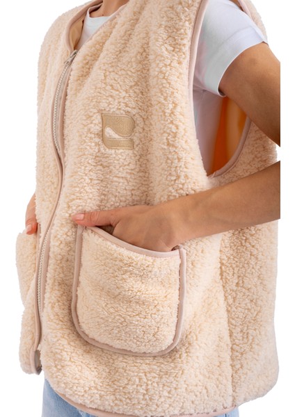 Fermuarlı Peluş Yelek - C602 fırsatları