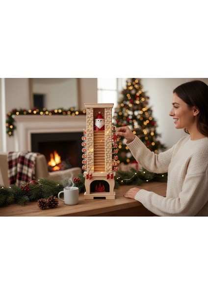 Noel Baba Geri Sayım Takvimi – Hareketli Şömine Tasarım (24 Günlük Advent) fiyatları