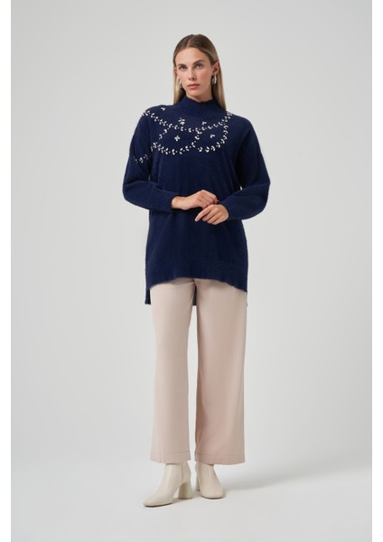 Taş Detay Angora Kazak Tunik 7002 Lacivert fırsatları