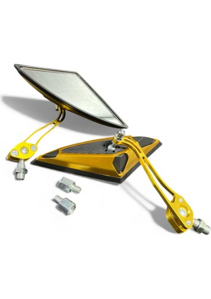 Cihadmotor Yarasa Üçgen Ayna Motosiklet Aynası Gold (Tüm Motorlara Uyumlu Universal) (8mm ve 10MM)