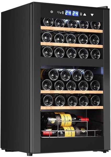 Çift Bölmeli Şarap Dolabı ve Soğutucu (34 Şişelik)