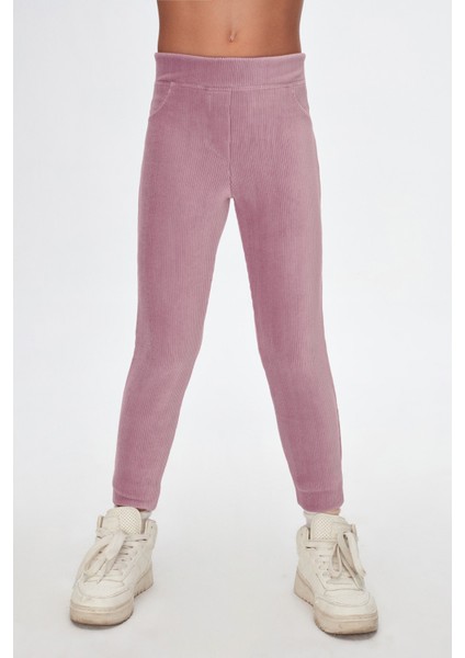 Gül Kurusu Kız Çocuk Cepli Fitilli Kadife Tayt fiyatları