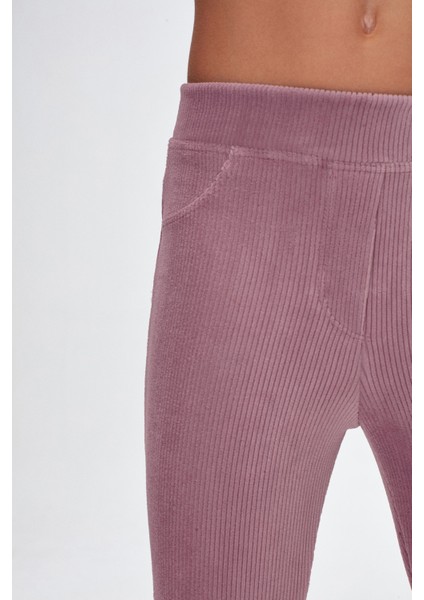 Gül Kurusu Kız Çocuk Cepli Fitilli Kadife Tayt modelleri