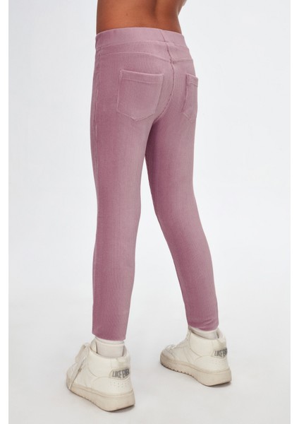 Gül Kurusu Kız Çocuk Cepli Fitilli Kadife Tayt fırsatları