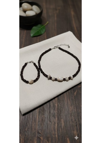 Esu Ahşap ve Kaplan Gözü Doğal Taş Bileklik ve Kolye Set fırsatları