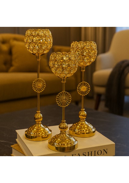 Dekoratif 3'lü Petek Şamdan - Gold fırsatları