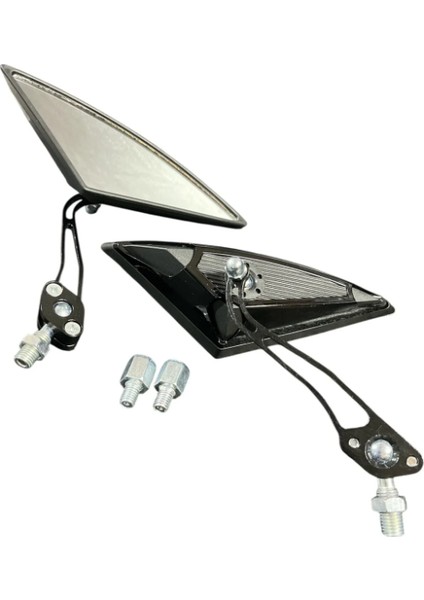 Cihadmotor Yarasa Üçgen Ayna Motosiklet Aynası Siyah (Tüm Motorlara Uyumlu Universal) (8mm ve 10MM)