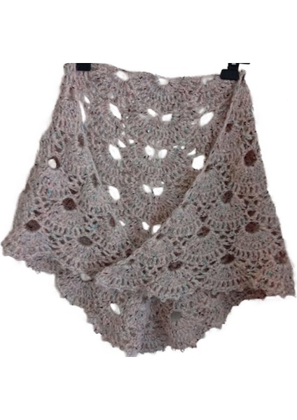 El Örgüsü Kırçıllı Virüs Modeli Pudra Orta Boy Şal