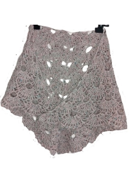 El Örgüsü Kırçıllı Virüs Modeli Pudra Orta Boy Şal modelleri