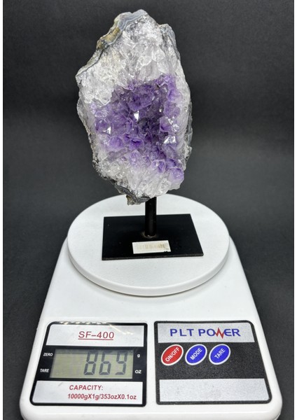 Brezilya Ametist Doğaltaş Siyah Demir Stantlı