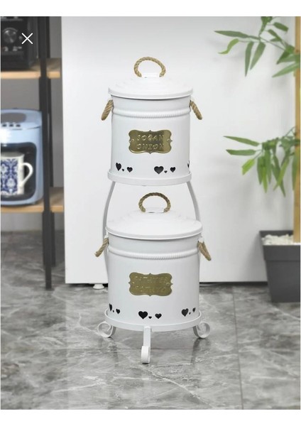 Küçük Patates Soğan Kovası 2 Katlı Paslanmaz