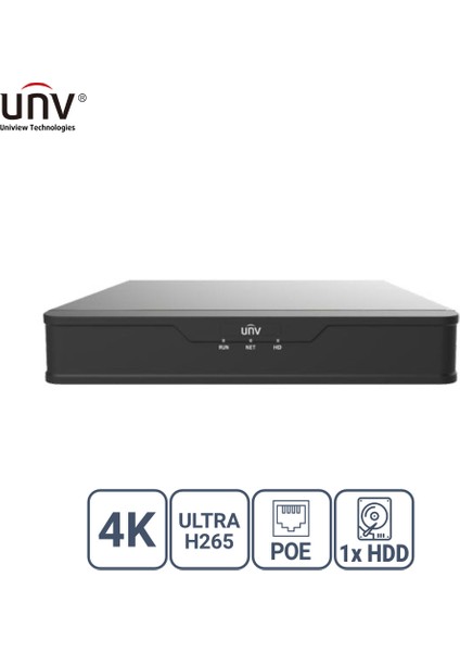 Unıvıew NVR301-04S3-P4 4 Kanal Poe Vga/hdmı H265+ Nvr Kayıt Cihazı fiyatları