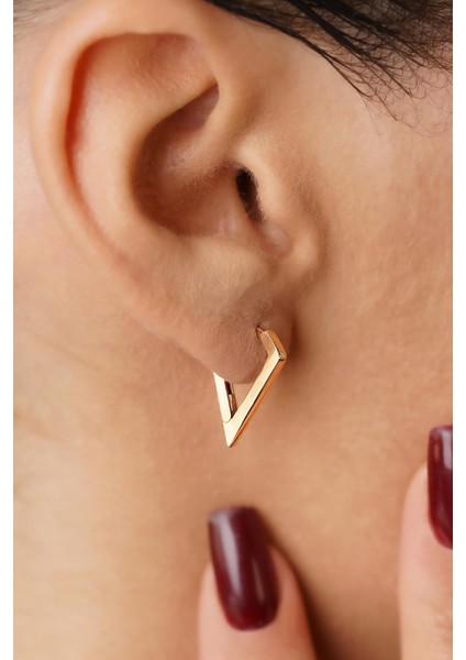 14 Ayar Altın Üçgen Tasarım Küpe modelleri