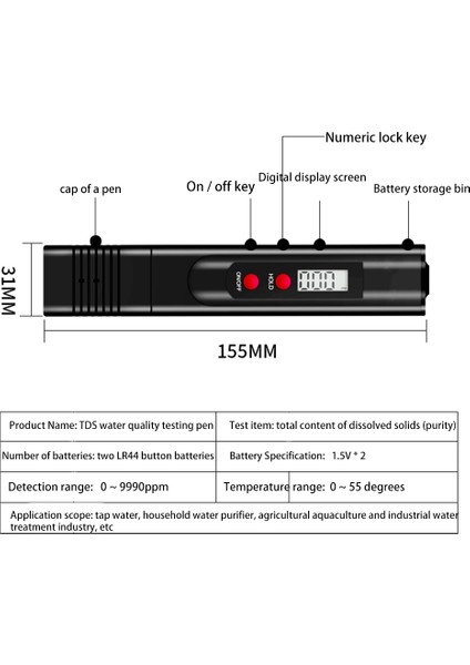 Yüksek Hassasiyetli Su Sertlik Cihazı Ec Tds Test Cihazı Ph Ölçer Akvaryum Havuz Suyu Kalitesi Saflık Test Kalemi (Yurt Dışından) fiyatları