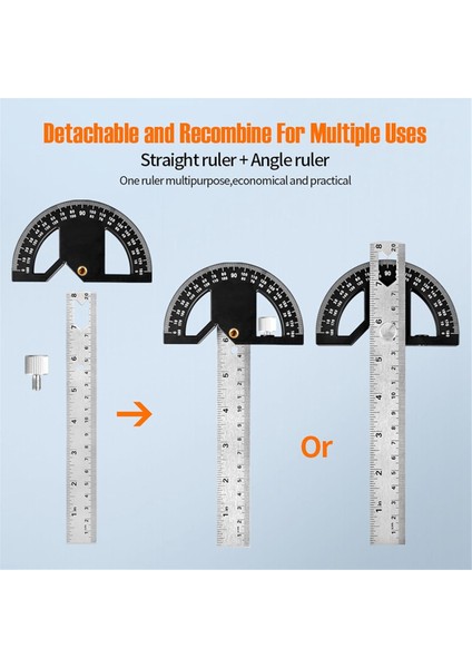 Açı Ölçer Açı Bulucu Paslanmaz Çelik Açı Cetveli Ayarlanabilir Açı Kare 8 Inç Ahşap Işleme Cetveli 8 Inç (Yurt Dışından) indirimleri
