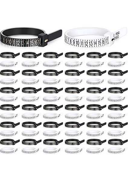 100 Paket Yeniden Kullanılabilir Parmak Boyutu Ölçer Ölçü Halkası Ölçer Plastik Abd Halka Ölçüm Aracı Beyaz ve Siyah (Yurt Dışından)