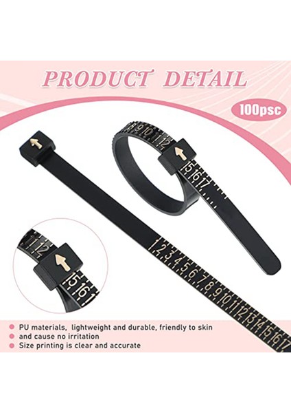 100 Paket Yeniden Kullanılabilir Parmak Boyutu Ölçer Ölçü Halkası Ölçer Plastik Abd Halka Ölçüm Aracı Beyaz ve Siyah (Yurt Dışından) fiyatları