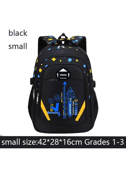 Çocuk Omuz Çantası Geometri Desen Genç Çocuklar Sırt Çantası Moda Okul Çantası Erkek Backpack Kitap Çantası Su Geçirmez Mochila Renk: Küçük Siyah (Yurt Dışından)