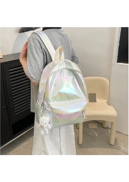 Yaz Yeni Lazer Karikatür Çift Sırt Çantası Kampüsü Basit Moda Lisesi Öğrenci Schoolbag Okul Çantaları Kızlar Renk: Tek Paket (Yurt Dışından)