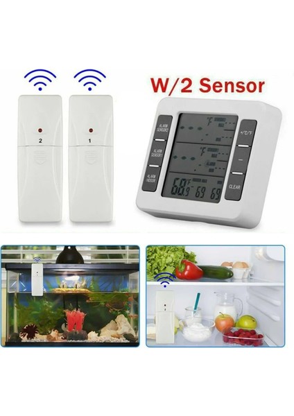 1 Takım Kablosuz Dondurucu Termometre 2 Uzaktan Sensörler Alarm Düşük Sıcaklık Buzdolabı Termometre Saat (Yurt Dışından) fırsatları