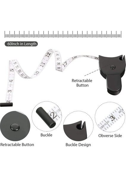 Adet Vücut Ölçüm Bandı 60 Inç Mezura Terzi Geri Çekme Ölçüm Bantları ve Vücut Ölçümü Için Yumuşak Mezura (Yurt Dışından) modelleri