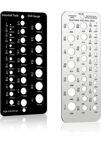 Matkap Ucu Ölçer Kesirli Matkap Ucu Boyut Ölçer, 1/16 Inç Ila 1/2 Inç Matkap Ucu Için 29 Delikli Metrik Boyutlu Matkap Ucu Ölçer (Yurt Dışından)