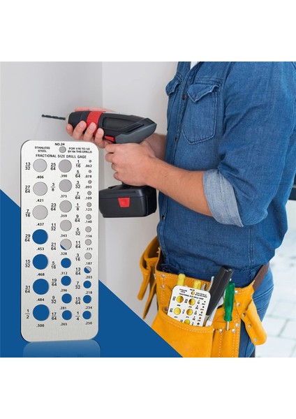 Matkap Ucu Ölçer Kesirli Matkap Ucu Boyut Ölçer, 1/16 Inç Ila 1/2 Inç Matkap Ucu Için 29 Delikli Metrik Boyutlu Matkap Ucu Ölçer (Yurt Dışından) fırsatları