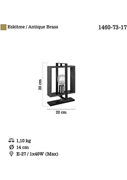 Eskitme Siyah Boyalı Masa Lambası 1 x E27 modelleri